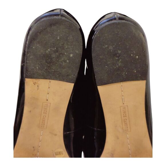 VINCE CAMUTO  Women's Oneda metal Cap toe flats gold patent leather sz 7.5B 37.5 - Picture 7 of 12